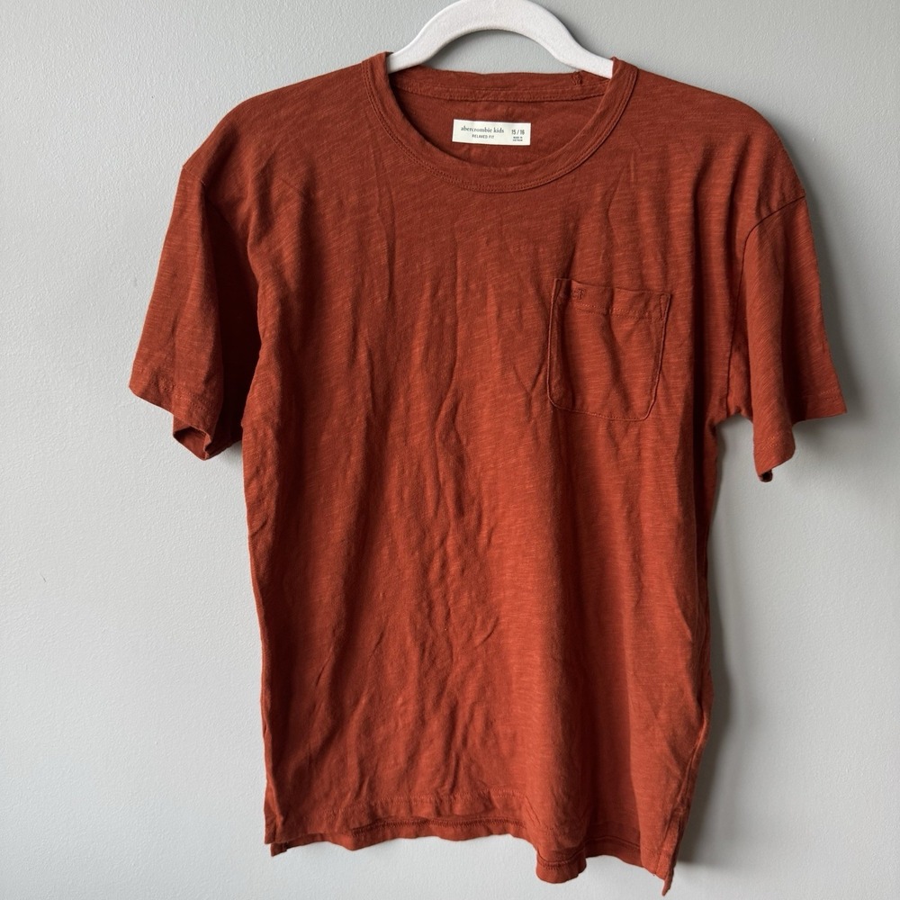 Abercrombie Kids T-Shirt Boys Girls 15/16 Relaxed Fit Rust Orange 100% Cotton